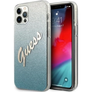 Kup Etui Guess GUHCP12MPCUGLSBL Apple iPhone 12/12 Pro kék/kék kemény tok Glitter Gradient Script - GUE849BLU - {ean13} - Sklep Home Screen