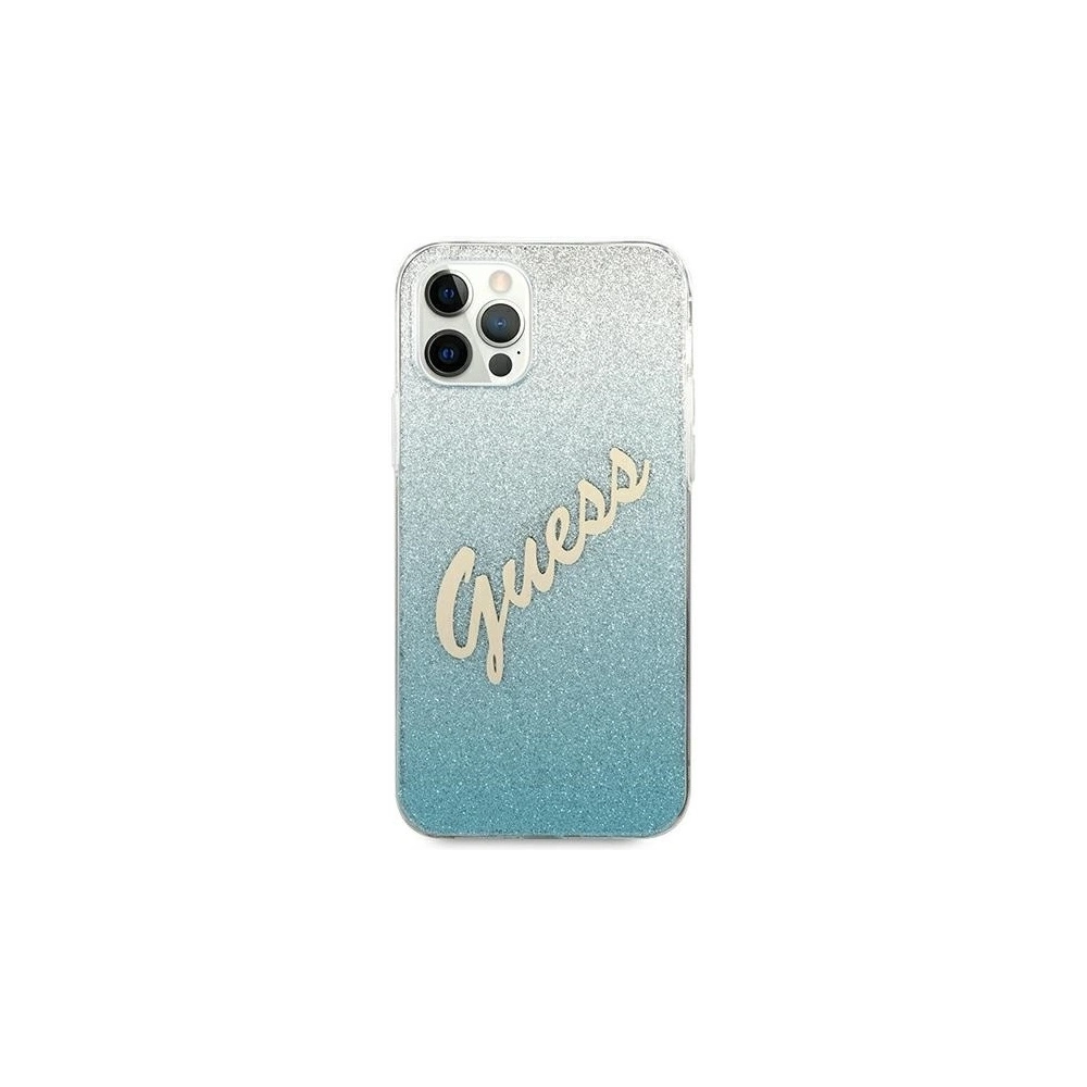 Etui Guess GUHCP12MPCUGLSBL Apple iPhone 12/12 Pro niebieski/blue hardcase Glitter Gradient Script