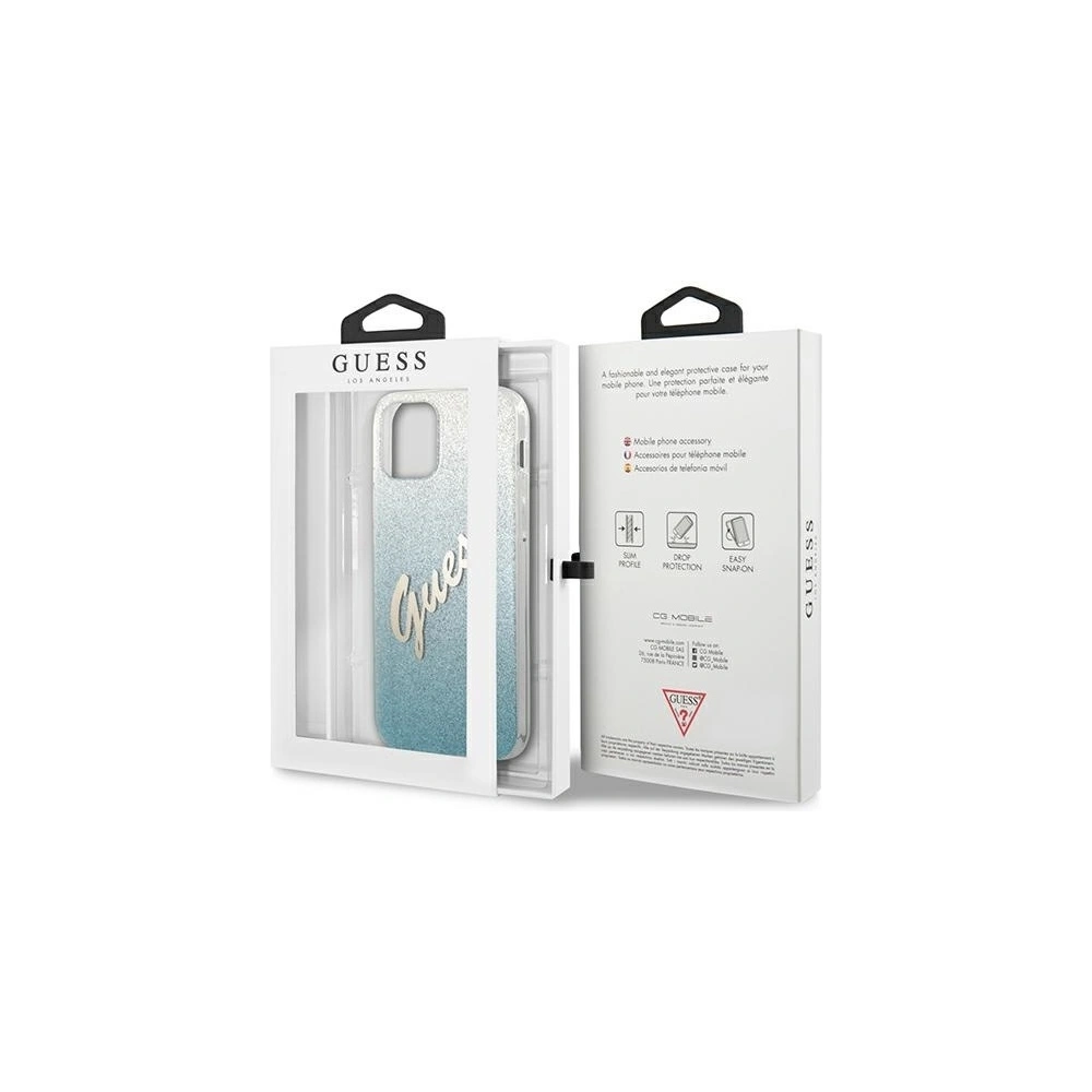 Etui Guess GUHCP12MPCUGLSBL Apple iPhone 12/12 Pro niebieski/blue hardcase Glitter Gradient Script