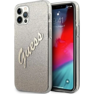 Kup Etui Guess GUHCP12MPCUGLSGO Apple iPhone 12/12 Pro złoty/gold hardcase Glitter Gradient Script - GUE850GLD - {ean13} - Sklep Home Screen