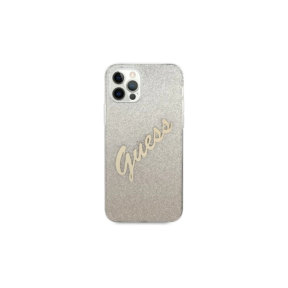 Etui Guess GUHCP12MPCUGLSGO Apple iPhone 12/12 Pro złoty/gold hardcase Glitter Gradient Script