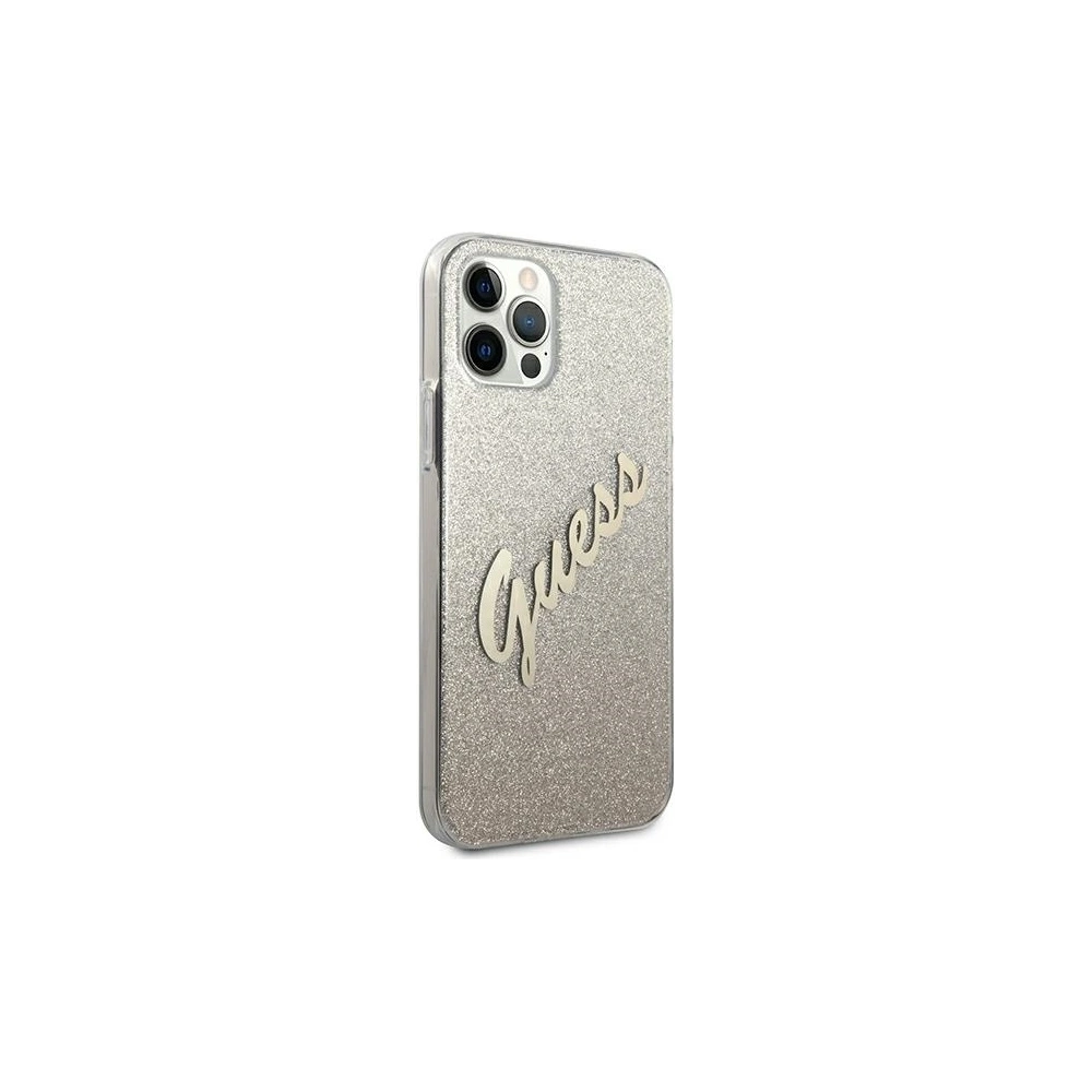 Etui Guess GUHCP12MPCUGLSGO Apple iPhone 12/12 Pro złoty/gold hardcase Glitter Gradient Script
