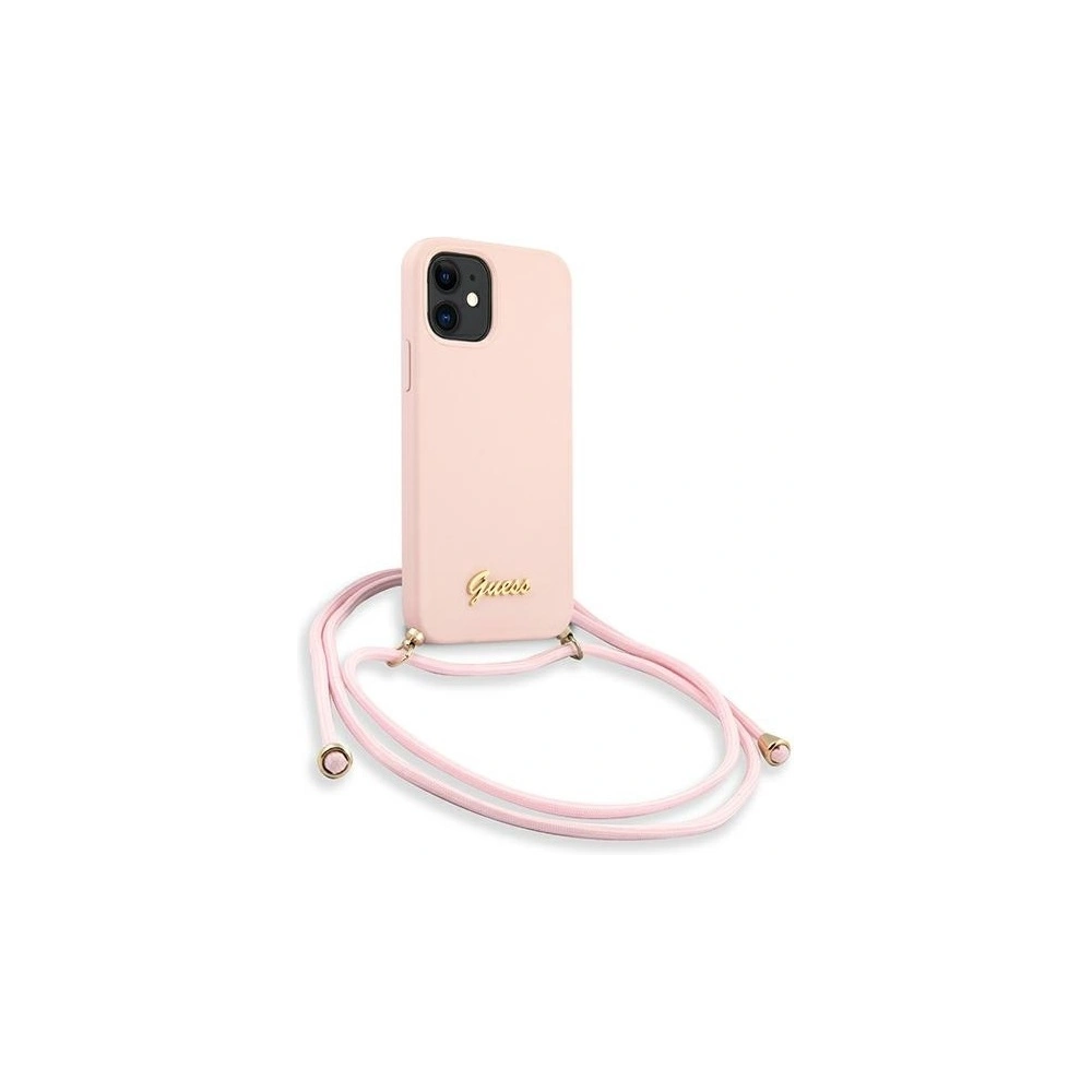 Etui Guess GUHCP12SLSCLMGLP Apple iPhone 12 mini różowy/pink hardcase Metal Logo Cord