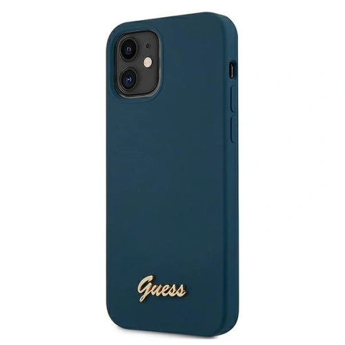Kup Etui Guess GUHCP12SLSLMGBL Apple iPhone 12 mini albastru/blue hardcase Metal Logo Script - GUE855BLU - {ean13} - Sklep Home Screen