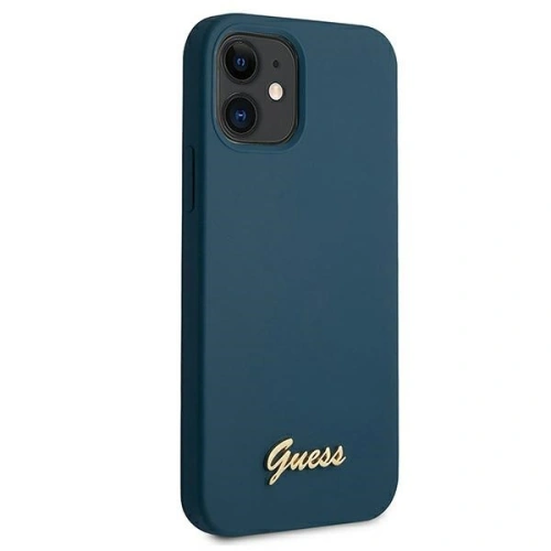 Buy Guess GUHCP12SLSLMGBL Apple iPhone 12 mini blue hardcase Metal Logo Script - GUE855BLU - {ean13} - Home Screen Store Europe