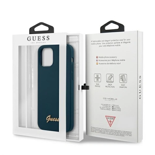 Kup Etui Guess GUHCP12SLSLMGBL Apple iPhone 12 mini albastru/blue hardcase Metal Logo Script - GUE855BLU - {ean13} - Sklep Home Screen