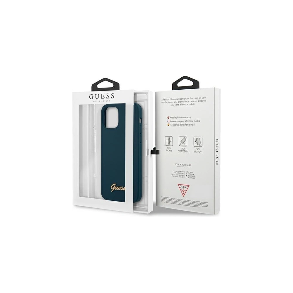 Etui Guess GUHCP12SLSLMGBL Apple iPhone 12 mini niebieski/blue hardcase Metal Logo Script