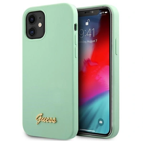 Kup Guess Apple Tasche GUHCP12SLSLMGGN iPhone 12 mini grün/grün Hartschale Metall Logo Script - GUE856GRN - {ean13} - Sklep Home Screen