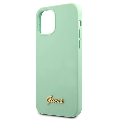 Kup Guess Apple Tasche GUHCP12SLSLMGGN iPhone 12 mini grün/grün Hartschale Metall Logo Script - GUE856GRN - {ean13} - Sklep Home Screen