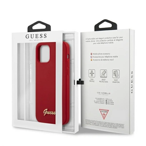 Kup Etui Guess GUHCP12SLSLMGRE Apple iPhone 12 mini czerwony/red hardcase Metal Logo Script - GUE857RED - {ean13} - Sklep Home Screen