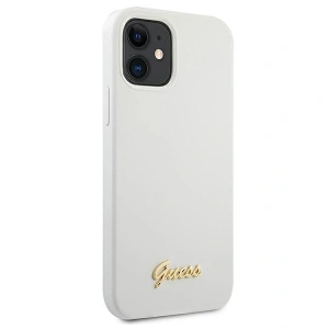 Buy Guess GUHCP12SLSLMGWH Apple iPhone 12 mini white hardcase Metal Logo Script - GUE858WHT - {ean13} - Home Screen Store Europe