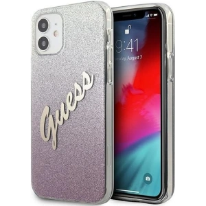 Buy Guess GUHCP12SPCUGLSPI Apple iPhone 12 mini pink hardcase Glitter Gradient Script - GUE862PNK - {ean13} - Home Screen Store Europe