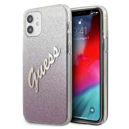 Kup Guess Apple Tasche GUHCP12SPCUGLSPI iPhone 12 mini rosa/rosa Hartschale Glitter Gradient Script - GUE862PNK - {ean13} - Sklep Home Screen