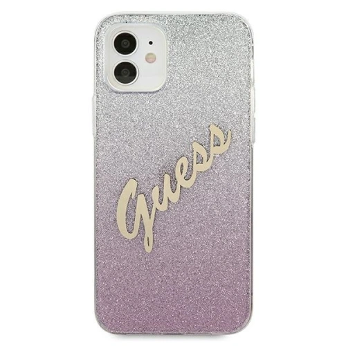 Kup Guess Apple Tasche GUHCP12SPCUGLSPI iPhone 12 mini rosa/rosa Hartschale Glitter Gradient Script - GUE862PNK - {ean13} - Sklep Home Screen