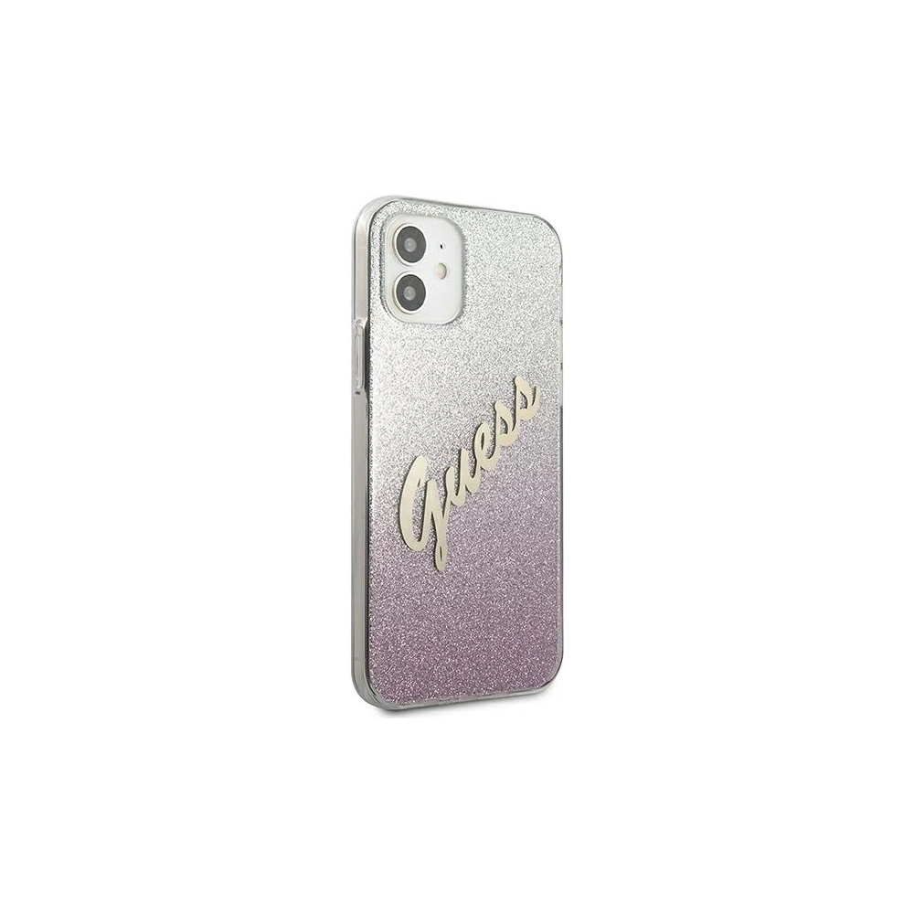 Etui Guess GUHCP12SPCUGLSPI Apple iPhone 12 mini różowy/pink hardcase Glitter Gradient Script