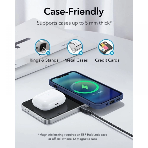 Buy ESR HaloLock 2w1 Magnetic MagSafe Wireless Charger Black - ESR298BLK - {ean13} - Home Screen Store Europe