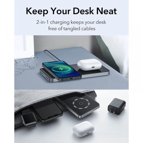 Buy ESR HaloLock 2w1 Magnetic MagSafe Wireless Charger Black - ESR298BLK - {ean13} - Home Screen Store Europe