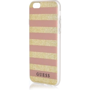 Guess GUHCP7STGPI Apple iPhone 7 gold/pink hardcase Ethnic Chic Stripes 3D