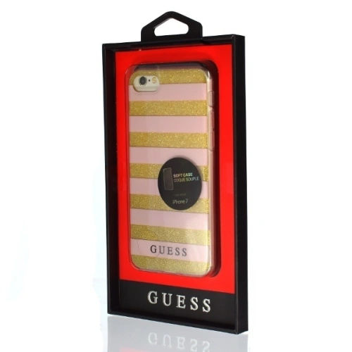 Buy Guess GUHCP7STGPI Apple iPhone 7 gold/pink hardcase Ethnic Chic Stripes 3D - GUE863GLDPNK - {ean13} - Home Screen Store Europe