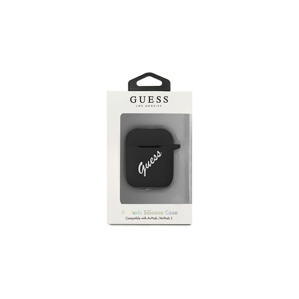 Etui Guess GUACA2LSVSBW Apple AirPods cover czarno biały/black white Silicone Vintage