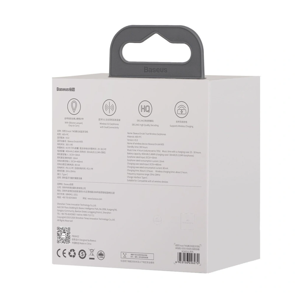 Słuchawki TWS Baseus Encok W05, Bluetooth 5.0 (czarne)