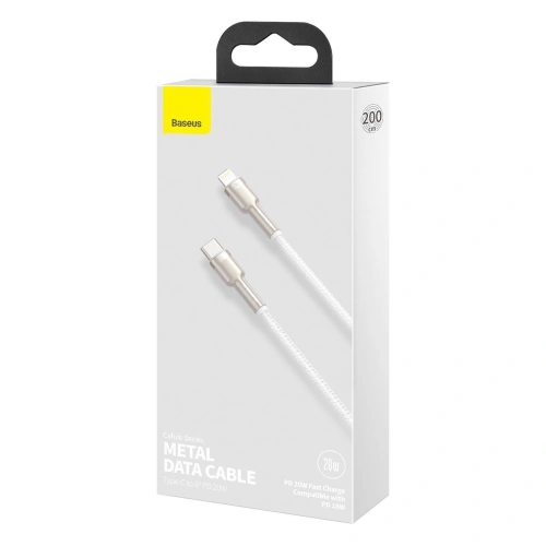 Kup Kabel USB-C la Lightning Baseus Cafule, PD, 20W, 2m (alb) - BSU2017WHT - {ean13} - Sklep Home Screen