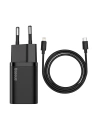 Încărcătorul de rețea Baseus Super Si Quick Charger 1C 20W cu cablu USB-C la Lightning de 1m (negru)