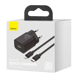 Kup Ładowarka sieciowa Baseus Super Si Quick Charger 1C 20W z przewodem USB-C do Lightning 1m (czarna) - BSU2027BLK - {ean13} - Sklep Home Screen
