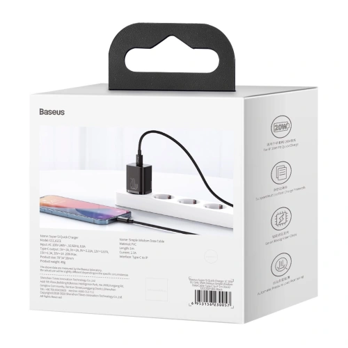 Kup Încărcătorul de rețea Baseus Super Si Quick Charger 1C 20W cu cablu USB-C la Lightning de 1m (negru) - BSU2027BLK - {ean13} - Sklep Home Screen