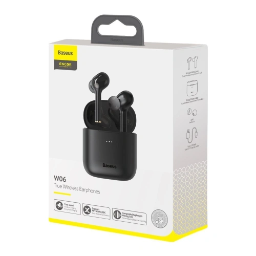 Kup Sluchátka TWS Baseus Encok W06, Bluetooth 5.0, aptX, indukční nabíjení (černé) - BSU2030BLK - {ean13} - Sklep Home Screen
