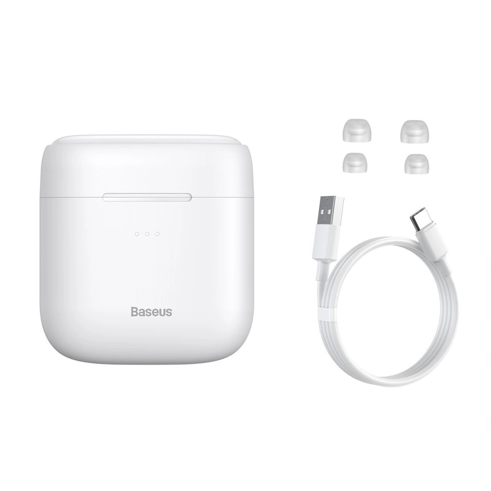 Słuchawki TWS Baseus Encok W06, Bluetooth 5.0, aptX, ładowanie indukcyjne (białe)