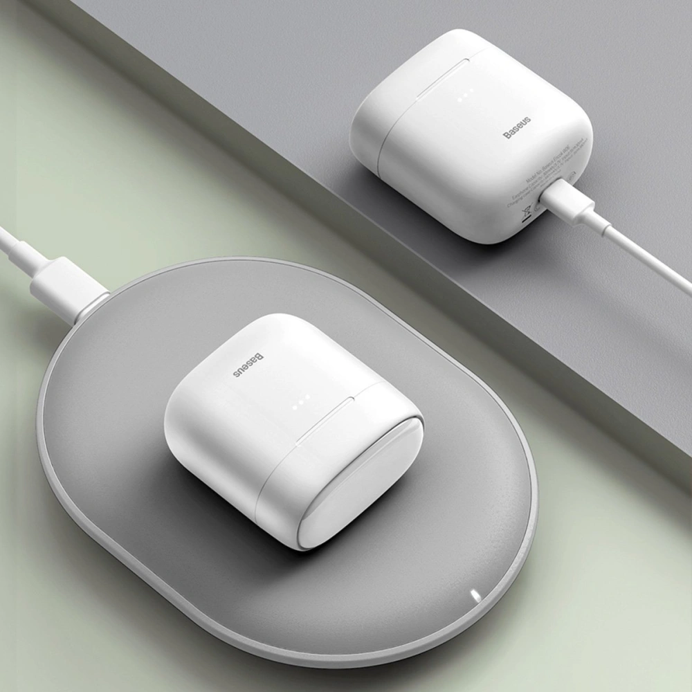 Słuchawki TWS Baseus Encok W06, Bluetooth 5.0, aptX, ładowanie indukcyjne (białe)