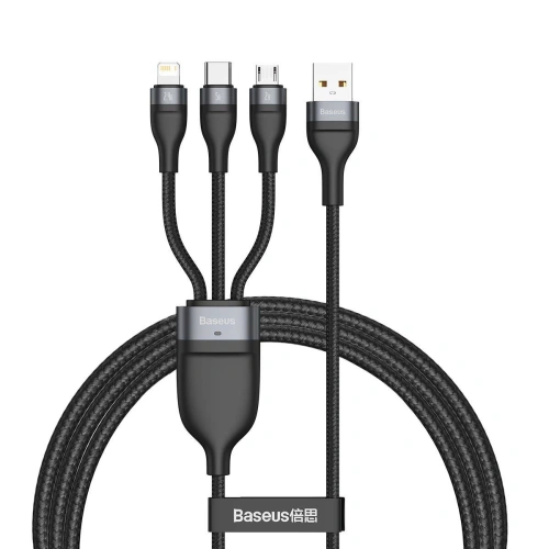 Kup Baseus 1.2m USB 3-in-1 Kabel Flash Series, USB-C + micro USB + Lightning, 40W, 5A, (schwarz) - BSU2033BLK - {ean13} - Sklep Home Screen