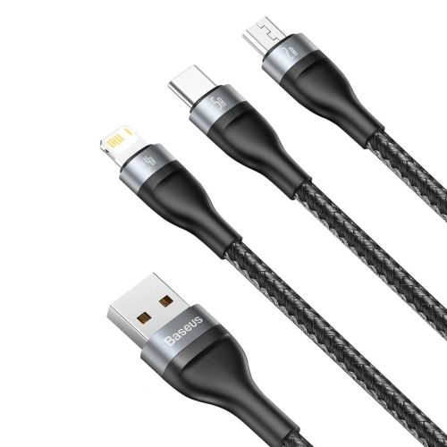Kup Baseus 1.2m USB 3-in-1 Kabel Flash Series, USB-C + micro USB + Lightning, 40W, 5A, (schwarz) - BSU2033BLK - {ean13} - Sklep Home Screen