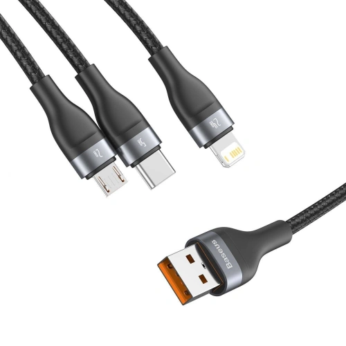 Kup Baseus 1.2m USB 3-in-1 Kabel Flash Series, USB-C + micro USB + Lightning, 40W, 5A, (schwarz) - BSU2033BLK - {ean13} - Sklep Home Screen