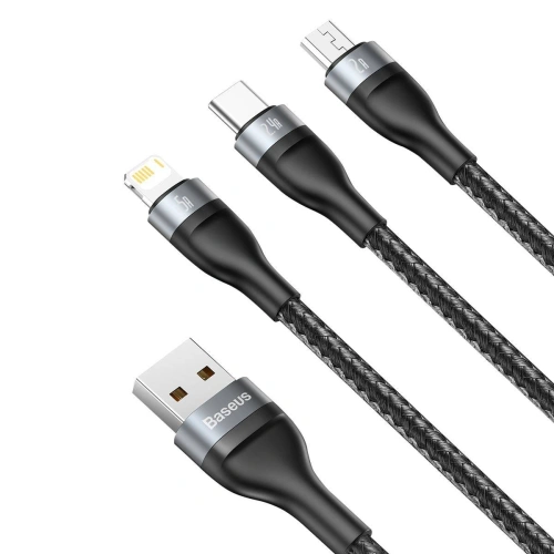 Kup Baseus 1.2m USB 3-in-1 Kabel Flash Series, USB-C + micro USB + Lightning, 40W, 5A, (schwarz) - BSU2033BLK - {ean13} - Sklep Home Screen