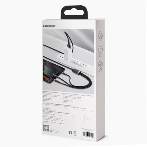 Kup Kabel USB 3w1 Baseus Flash Series, USB-C + micro USB + Lightning, 40W, 5A, 1.2m (černý) - BSU2033BLK - {ean13} - Sklep Home Screen