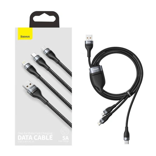 Kup Baseus 1.2m USB 3-in-1 Kabel Flash Series, USB-C + micro USB + Lightning, 40W, 5A, (schwarz) - BSU2033BLK - {ean13} - Sklep Home Screen