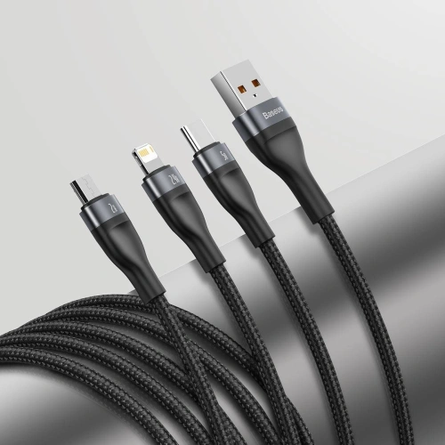 Kup Baseus 1.2m USB 3-in-1 Kabel Flash Series, USB-C + micro USB + Lightning, 40W, 5A, (schwarz) - BSU2033BLK - {ean13} - Sklep Home Screen