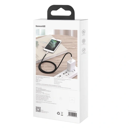 Buy USB cable for Lightning Baseus Cafule, 2.4A, 1m (black) - BSU2036BLK - {ean13} - Home Screen Store Europe
