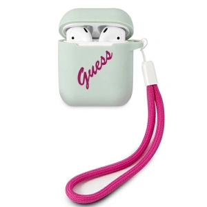 Kup Etui Guess GUACA2LSVSBF pentru Apple AirPods, culoare albastru fucsia/silicon vintage - GUE867BLUFCS - {ean13} - Sklep Home Screen