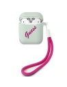 Etui Guess GUACA2LSVSBF pentru Apple AirPods, culoare albastru fucsia/silicon vintage