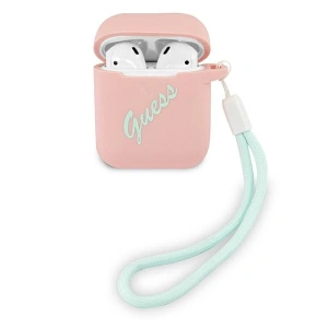 Kup Etui Guess GUACA2LSVSPG pentru Apple AirPods, roz verde/silicona vintage - GUE869PNKGRN - {ean13} - Sklep Home Screen