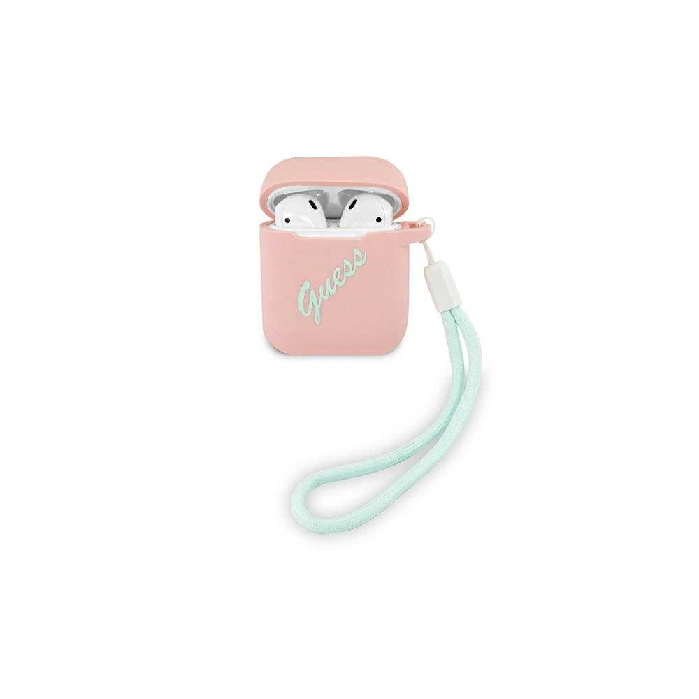 Etui Guess GUACA2LSVSPG Apple AirPods cover różowo zielony/pink green Silicone Vintage