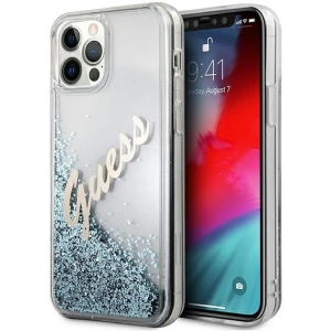 Kup Etui Guess GUHCP12LGLVSBL Apple iPhone 12 Pro Max niebieski/blue hardcase Glitter Vintage Script - GUE874BLU - {ean13} - Sklep Home Screen
