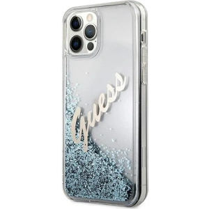 Buy Guess GUHCP12LGLVSBL Apple iPhone 12 Pro Max blue hardcase Glitter Vintage Script - GUE874BLU - {ean13} - Home Screen Store Europe
