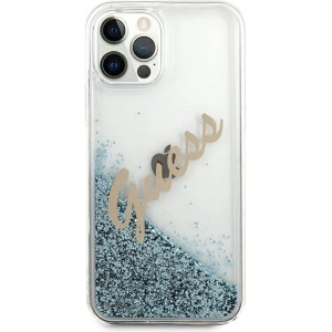 Buy Guess GUHCP12LGLVSBL Apple iPhone 12 Pro Max blue hardcase Glitter Vintage Script - GUE874BLU - {ean13} - Home Screen Store Europe
