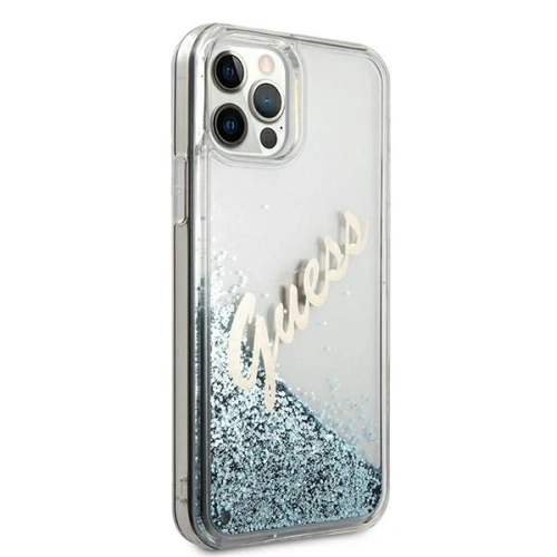 Kup Etui Guess GUHCP12LGLVSBL Apple iPhone 12 Pro Max niebieski/blue hardcase Glitter Vintage Script - GUE874BLU - {ean13} - Sklep Home Screen