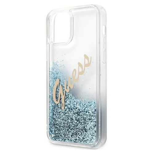 Kup Etui Guess GUHCP12LGLVSBL Apple iPhone 12 Pro Max niebieski/blue hardcase Glitter Vintage Script - GUE874BLU - {ean13} - Sklep Home Screen