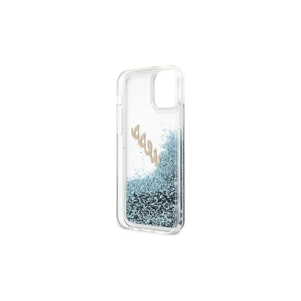 Etui Guess GUHCP12LGLVSBL Apple iPhone 12 Pro Max niebieski/blue hardcase Glitter Vintage Script
